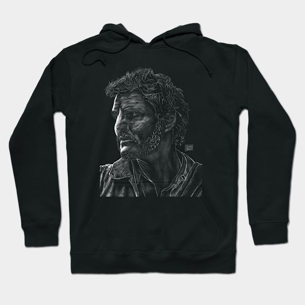 Pedro Pascal as Joel from The Last Of Us chalk style Hoodie by monkycl